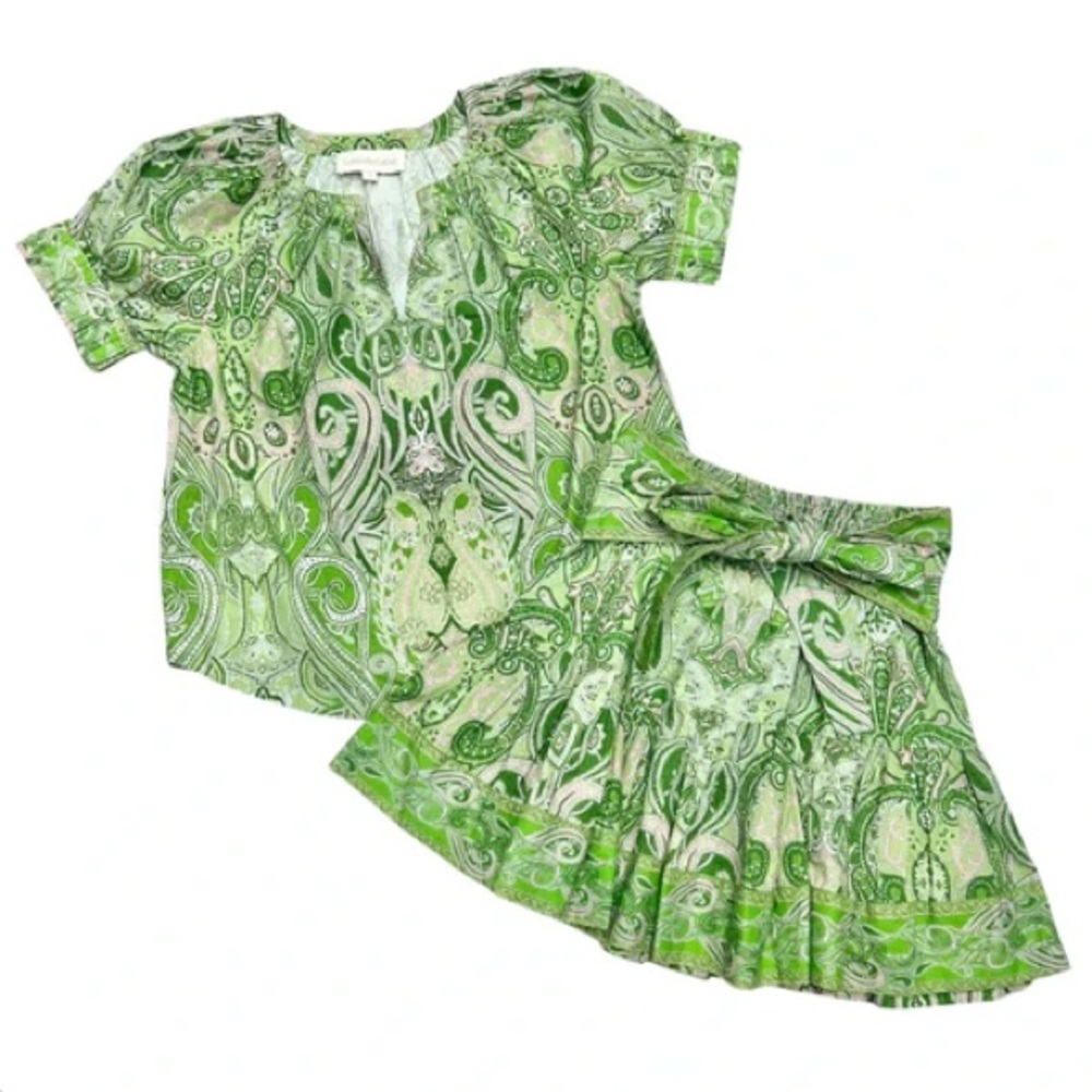 Love The Label Dawson Matching Set Skirt & Shirt in Mason Paisley Green - Picture 5 of 15